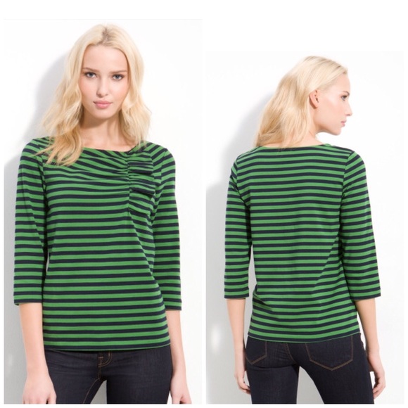 kate spade Tops - Kate Spade Green Ruffle 3/4 Sleeve Top