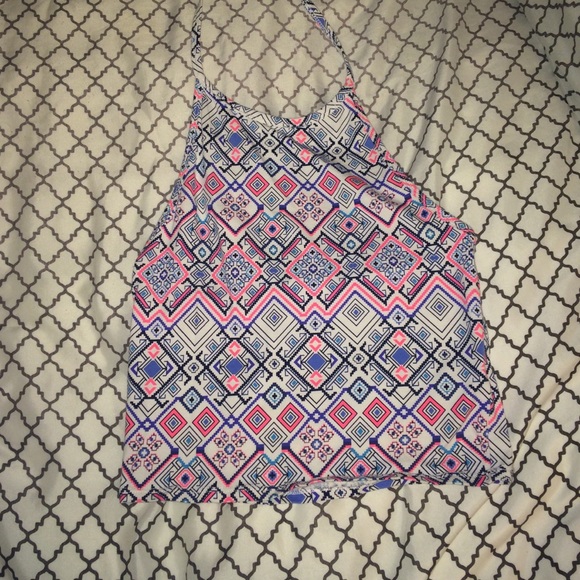 Geometric halter crop top