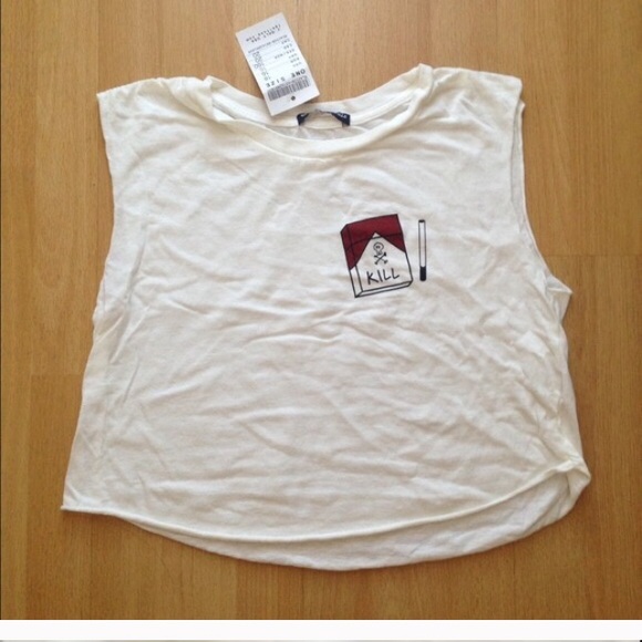 Brandy Melville "Cigarettes Kill" Crop Top