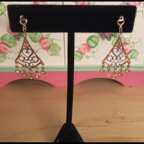 14K Yellow White Gold Chandelier Drop Earrings