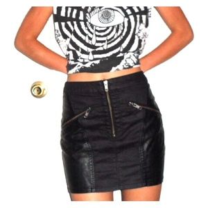 Black Faux Leather/Material Mini Skirt