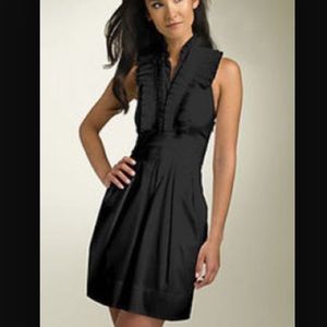 Black BCBG Maxazria Silk Ruffle Halter Dress