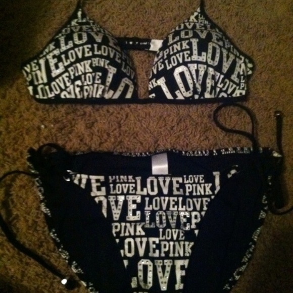 Vs pink rhinestone bathing suit