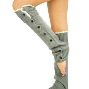 Gray button leg warmers