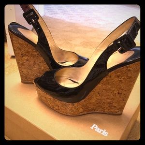 Christain Louboutin patent leather cork wedges!!!