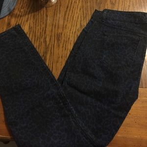 Dark Blue Leopard Print Skinny Jean
