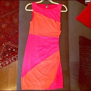NWT color block hot pink and orange dress sz 6