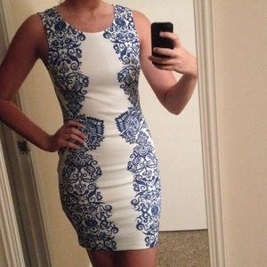 Blue and white dress