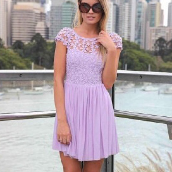 Purple Embroidered Lace Top Dress
