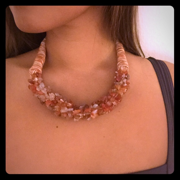 Unique wrapped thread and stone necklace - sienna