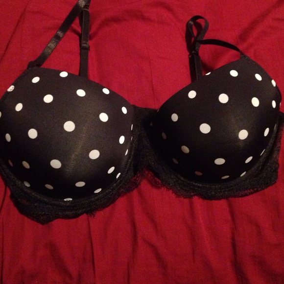 polka dot and lace push up bra