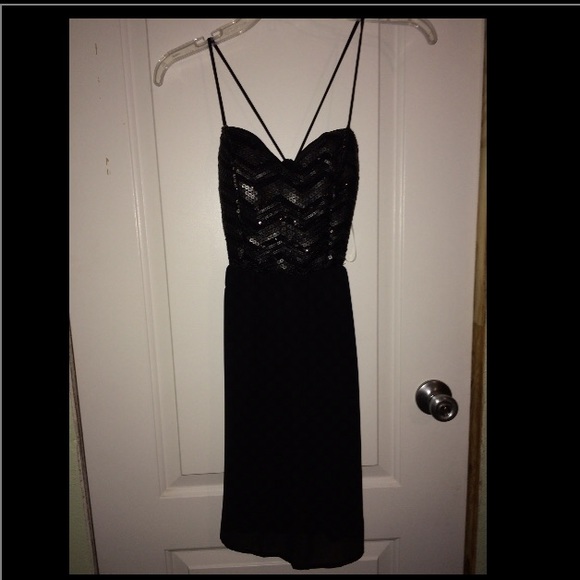 Sequin top metallic dress, chiffon black