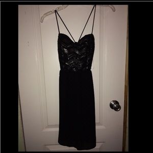 Sequin top metallic dress, chiffon black