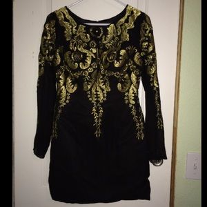 Black & gold pattern dress