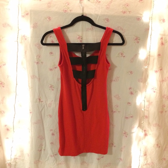 Red caged bodycon dress