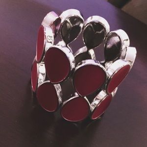 CHUNKY MAROON & SILVER BRACELET.