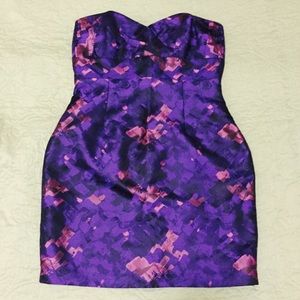 Purple and pink strapless dress