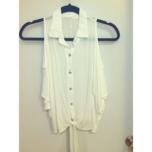 Open Shoulder Tie Front Top