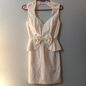 White Peplum Bow Dress