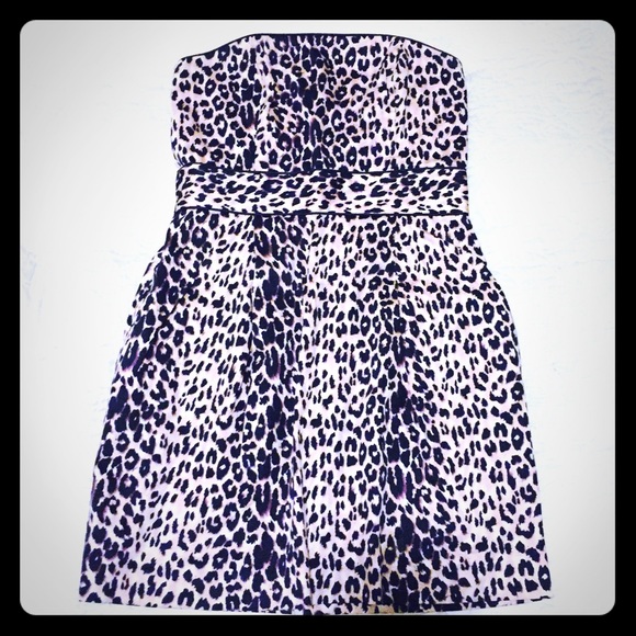 Strapless cheetah print dress