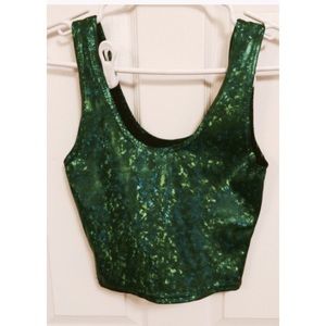 Holographic green rave top