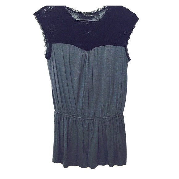 Black and gray lace top