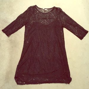 Supa cute black lace w/attached slip sleeved dress