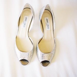 Jimmy Choo Lyon Glittered d'Orsay peep toe 38B