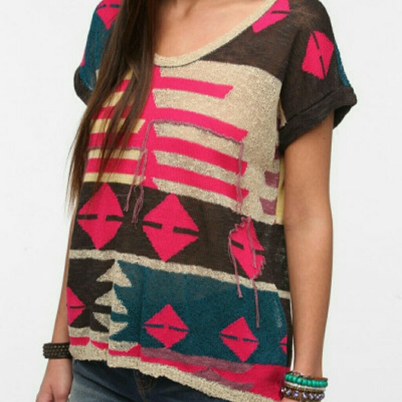 🆕 Urban Outfitters Ecote Intarsia Knit Tee - Picture 1 of 4
