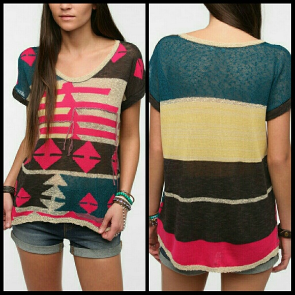 🆕 Urban Outfitters Ecote Intarsia Knit Tee - Picture 3 of 4