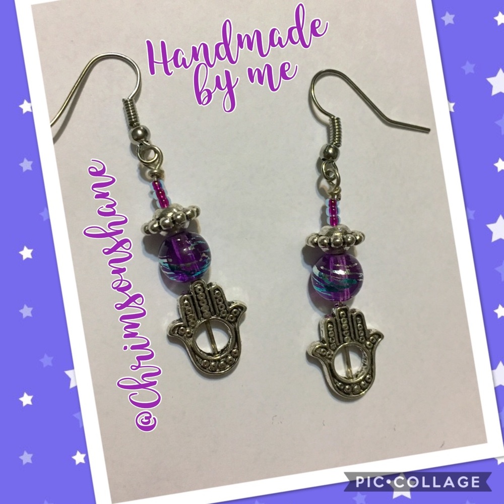 🆕 Pretty Purple Hamsa Earrings