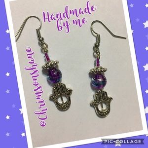🆕 Pretty Purple Hamsa Earrings