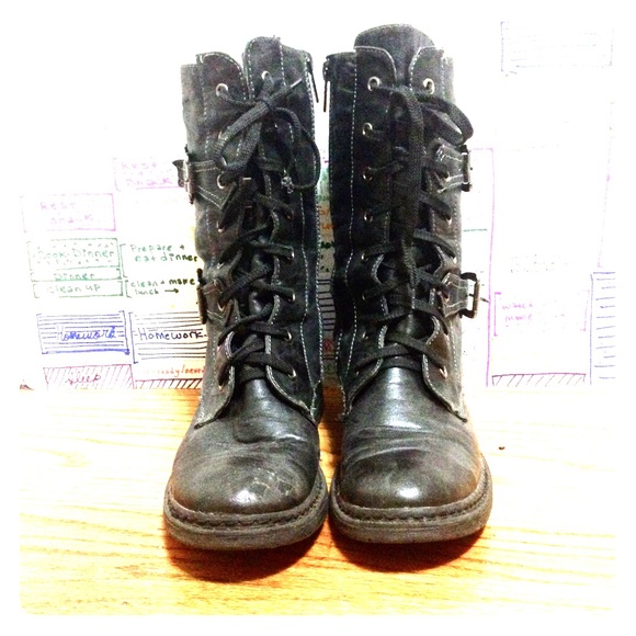 Black lace up combat boots