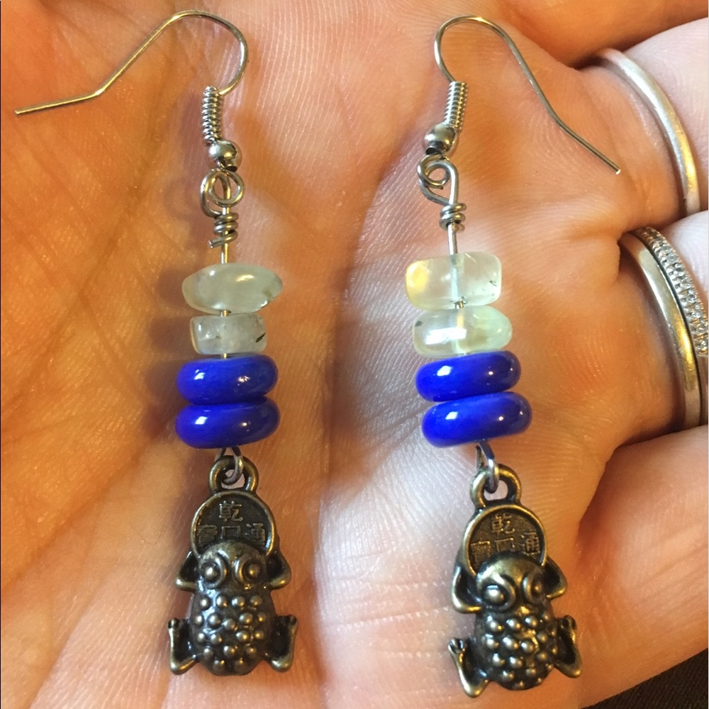 🆕 Lucky Frog Fluorite Earrings