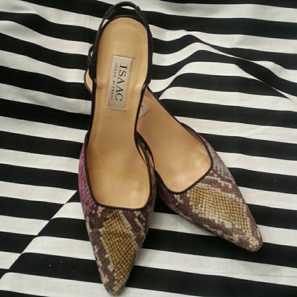Isaac Mizrahi Rainbow Snakeskin Sling Back Pumps
