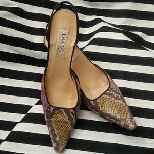 Isaac Mizrahi Rainbow Snakeskin Sling Back Pumps
