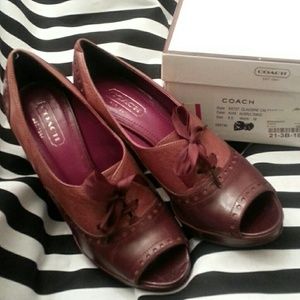 Coach Claudine Peep Toe High Heel Oxfords 8.5