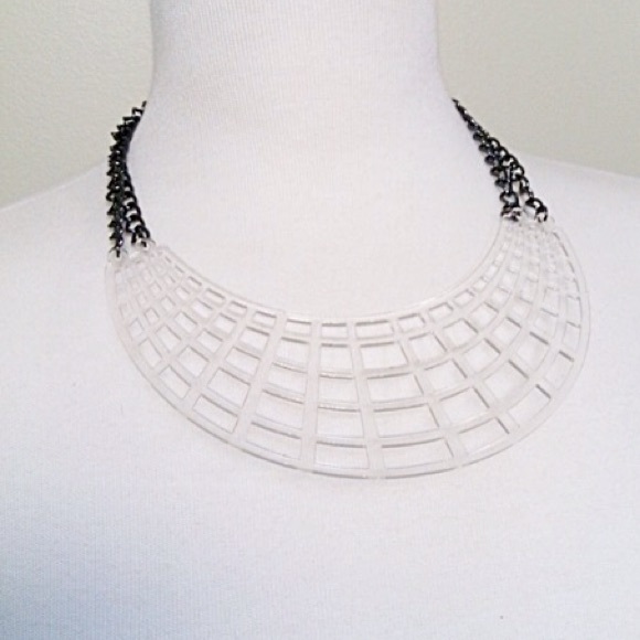 Clear cage bib futuristic necklace