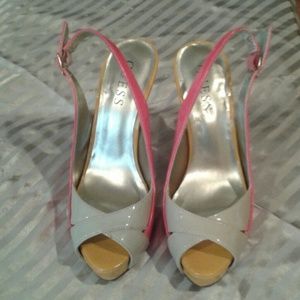 Guess TriColor platform slingback heel