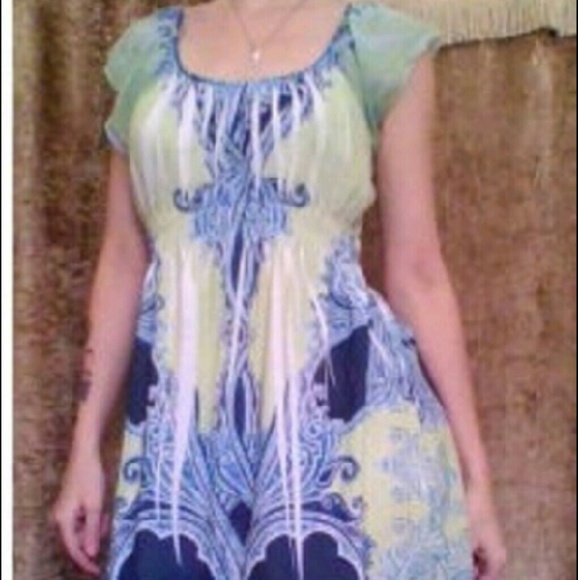 Green tribal print dress