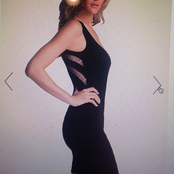 Bebe Stretchy Black Bodycon Dress with Mesh Back M/L-NWT - Picture 2 of 8