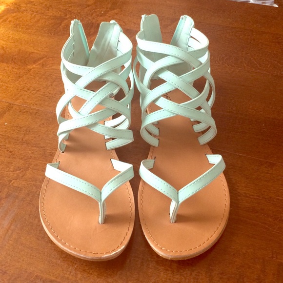 Mint strappy vegan leather sandals