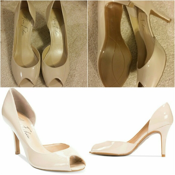 Marc Fisher Sand Patent Joey Peep Toe Pumps