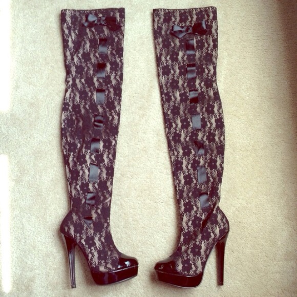 Victoria's Secret Thigh High Lace Boots