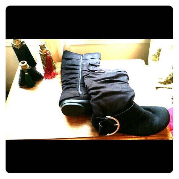 Reduced! Black Soft Boots with Silver Hardware
