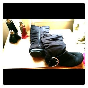 Reduced! Black Soft Boots with Silver Hardware
