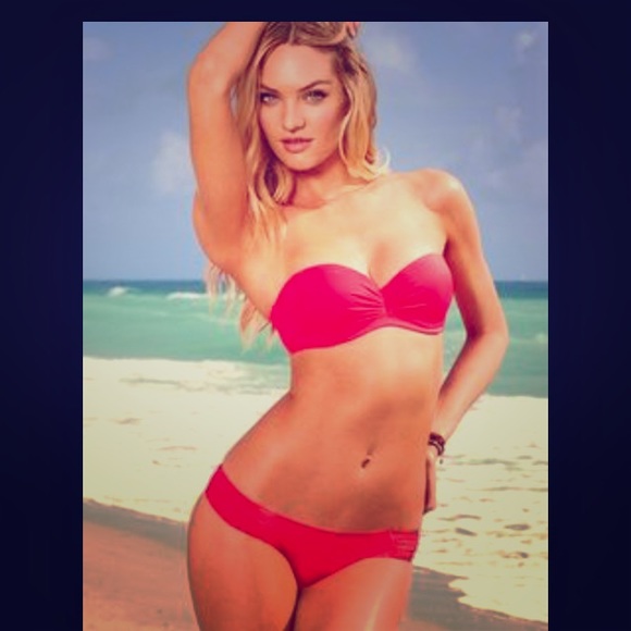 Victoria's Secret red strapless push up swim top