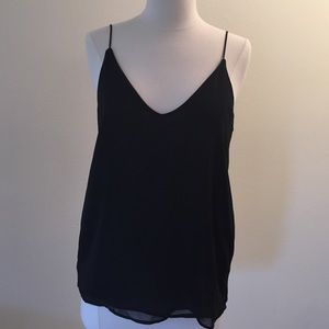 Zara Black vneck silk tank
