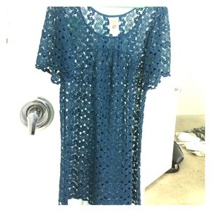 Blue lace crochet dress