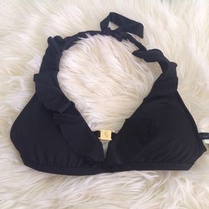 Ralph Lauren Black Ruffle Bikini Top Size XS New